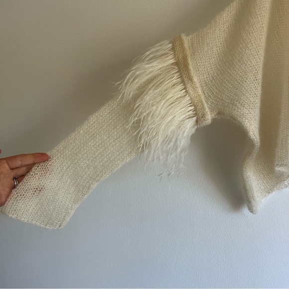 Louiza Babouryan Silk Mohair Knit Top with Feathers - Picture 11 of 16